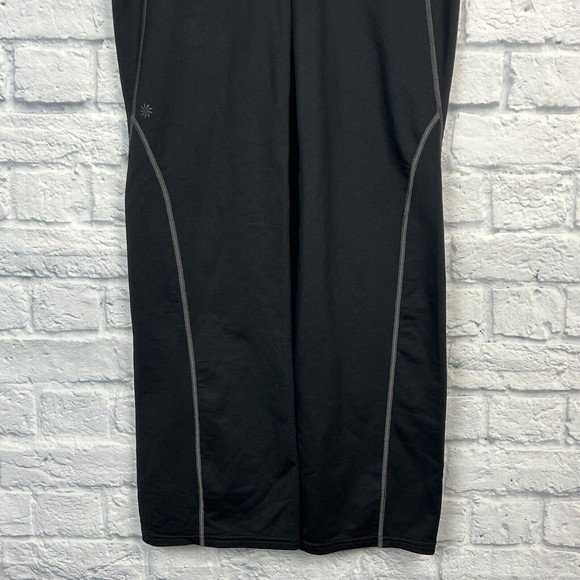Athleta Women Black Stripe Bettona Bootcut Yoga Stretch Nylon Pants 41151 Medium - Picture 5 of 14